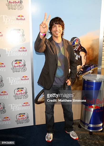 Arj Barker arrives to the Red Bull Gets Toasted with Travis Pastrana event at the Avalon Hollywood on July 28, 2009 in Hollywood, California