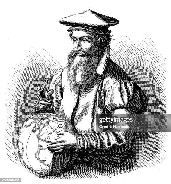 ilustrações de stock, clip art, desenhos animados e ícones de cartographer gerardus mercator with globe 1874 - matematicas