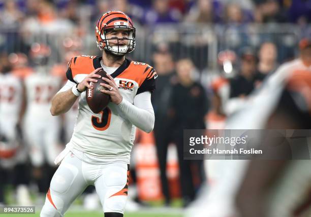 McCarron of the Cincinnati Bengals looks to pass the ball in the fourth quarter of the game against the Minnesota Vikings on December 17, 2017 at...