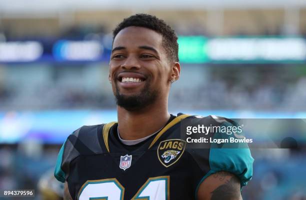 Bouye of the Jacksonville Jaguars waits near the bench during the second half of their game against the Houston Texans at EverBank Field on December...