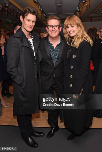 Matt Smith, Matthew Bourne and Lily James attend the evening Gala Performance of "Matthew Bourne's Cinderella" at Sadler's Wells Theatre on December...