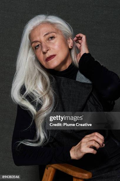 portrait of stylish mature woman - hand in hair stock pictures, royalty-free photos & images