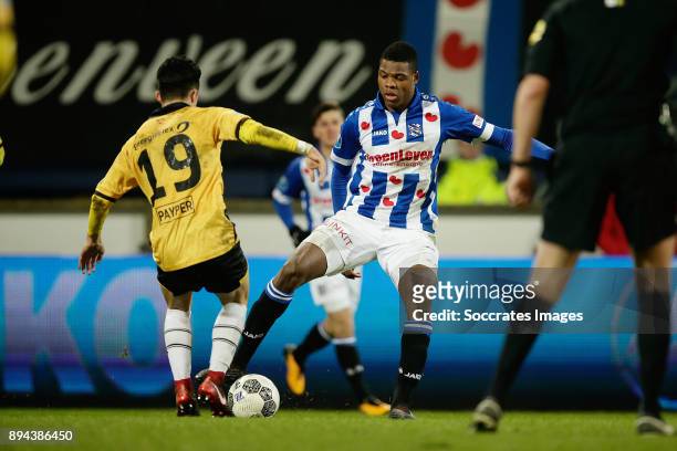 Manu Garcia Alonso of NAC Breda, Denzel Dumfries of SC Heerenveen during the Dutch Eredivisie match between SC Heerenveen v NAC Breda at the Abe...