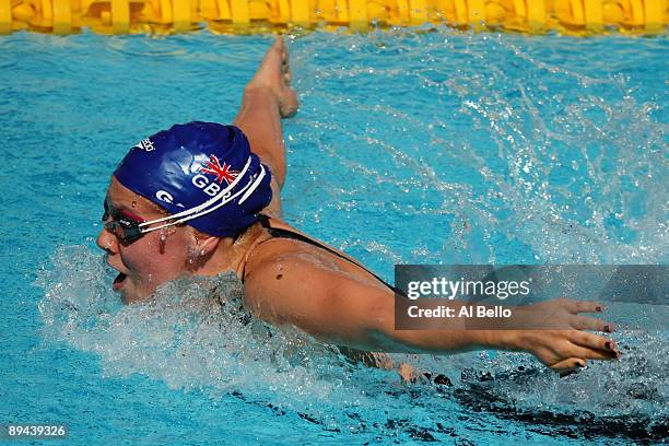 Ellen Gandy of Great Britain competes in the Women's 200m Butterfly Heats during the 13th FINA World Championships at the Stadio del Nuoto on July...