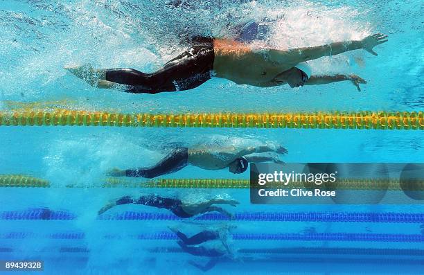 Ryan Lochte of the United States competes in the Men's 200m Individual Medley Heats during the 13th FINA World Championships at the Stadio del Nuoto...