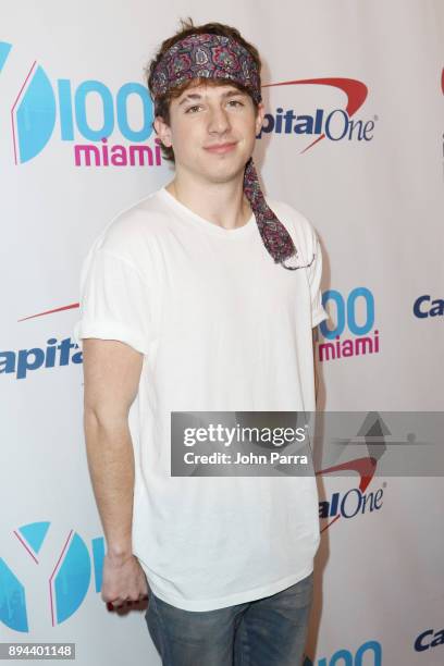 Charlie Puth attends Y100's Jingle Ball 2017 at BB&T Center on December 17, 2017 in Sunrise, Florida.