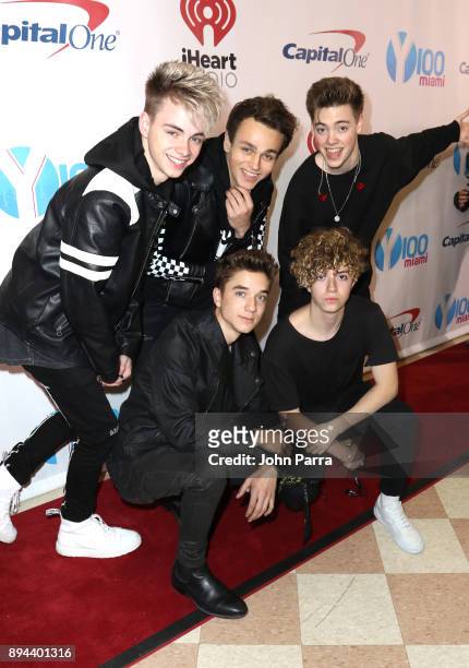 Why Don't We attends Y100's Jingle Ball 2017 at BB&T Center on December 17, 2017 in Sunrise, Florida.