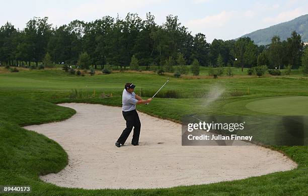 Anthony Wall of England in action in the Pro-Am tournament during previews for the Moravia Silesia Open Golf on July 29, 2009 in Celadna, Czech...