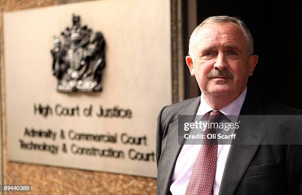 Des Collins, a solicitor representing families with birth defects addresses the media outside the High Court following a ruling that Corby Council...