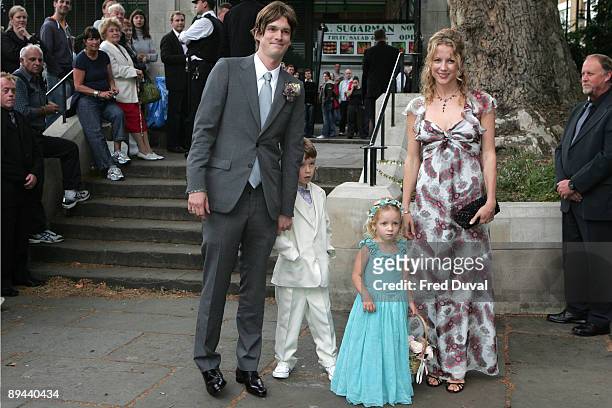 Jesse Wood and family attend Leah Wood's wedding to Jack MacDonald at the Southwark Cathedral on June 21, 2008 in London, England.