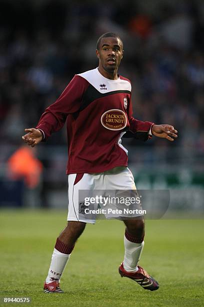 Alex Dyer of Northampton Town in action during the Pre-Season Friendly Match between Northampton Town and Sheffield Wednesday at Sixfields Stadium on...