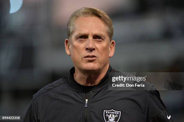 Head coach Jack Del Rio of the Oakland Raiders looks on prior to their game against the Dallas Cowboys at Oakland-Alameda County Coliseum on December...