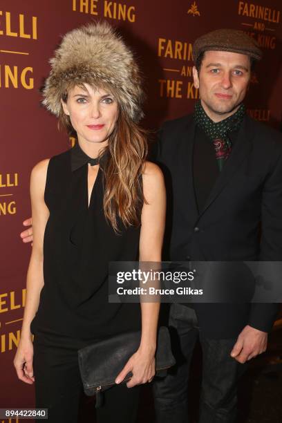 Keri Russell and Matthew Rhys pose at the opening night of "Farinelli and The King" on Broadway at The Belasco Theatre on December 17, 2017 in New...