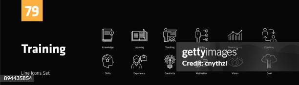 training line icons set - capability infographic stock illustrations