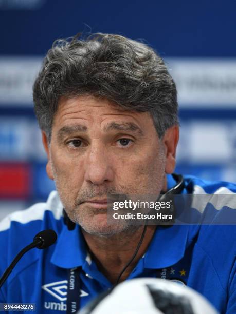 Gremio head coach Renato Gaucho attends a press conference ahead of the FIFA Club World Cup UAE 2017 final match between Real Madrid and Gremio at...