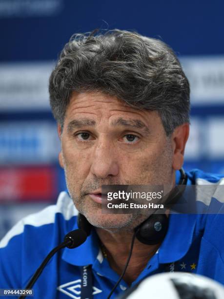 Gremio head coach Renato Gaucho attends a press conference ahead of the FIFA Club World Cup UAE 2017 final match between Real Madrid and Gremio at...