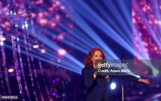 Anna Heimrath performs during the 'The Voice of Germany' finals at Studio Berlin Adlershof on December 17, 2017 in Berlin, Germany.