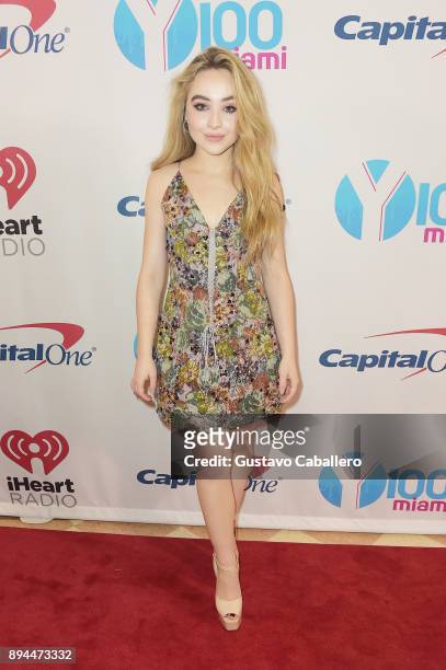 Sabrina Carpenter attends Y100's Jingle Ball 2017 at BB&T Center on December 17, 2017 in Sunrise, Florida.
