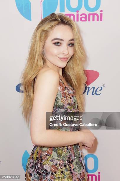 Sabrina Carpenter attends Y100's Jingle Ball 2017 at BB&T Center on December 17, 2017 in Sunrise, Florida.