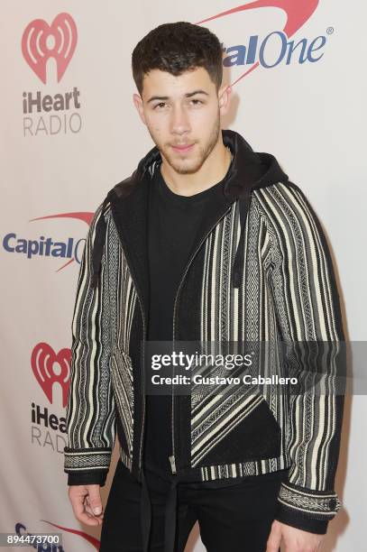 Nick Jonas attends Y100's Jingle Ball 2017 at BB&T Center on December 17, 2017 in Sunrise, Florida.