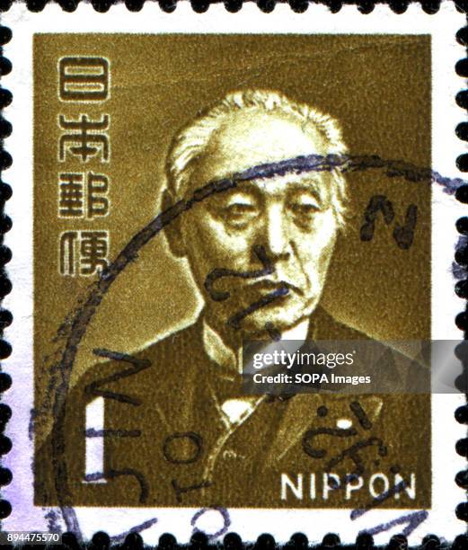 Stamp printed in Japan shows Baron Hisoka Maeshima.