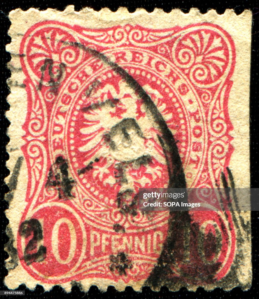 A stamp printed in Germany, 1875 shows Coat of Arms of...