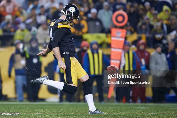 Pittsburgh Steelers punter Jordan Berry kicks the ball in the fourth quarter during a week 15 game between the Pittsburgh Steelers and the New...