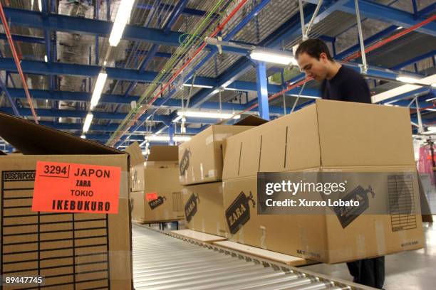 Empire. Logistic distribution center of the Zara Company in the Platform Zaragoza Plaza Exporting labels. The Spanish Fashion Company, INDITEX, owned...