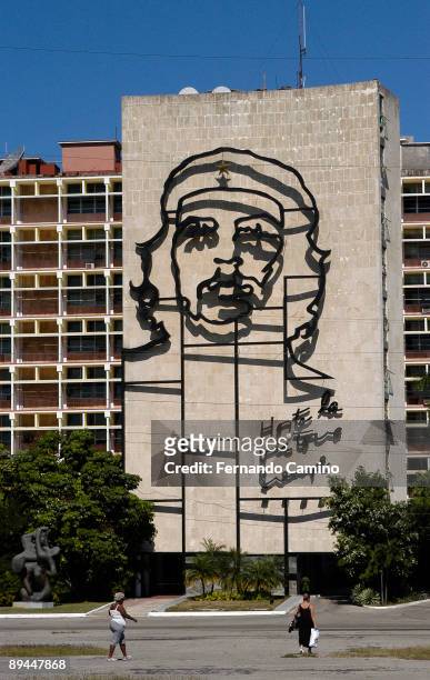 August 03, 2008. Havana, Cuba. Ernesto Che Guevara. 'Che'. Revolution Square. Ministry of Interior of Havana. Mural with Che's image in the facade.