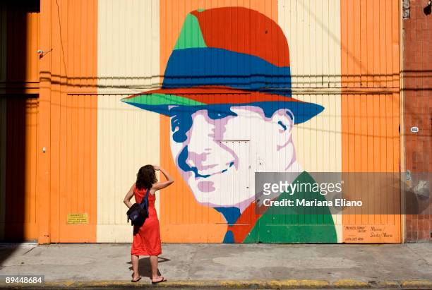 Buenos Aires. Argentina. Graffiti with the image of Carlos Gardel. Abasto Neighborhood.