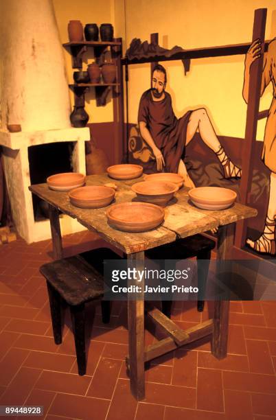 Petavonium. Reproduction of a kitchen. Roman camp of Petavonium. Rosinos de Vidriales. Benavente Valley.. Zamora.