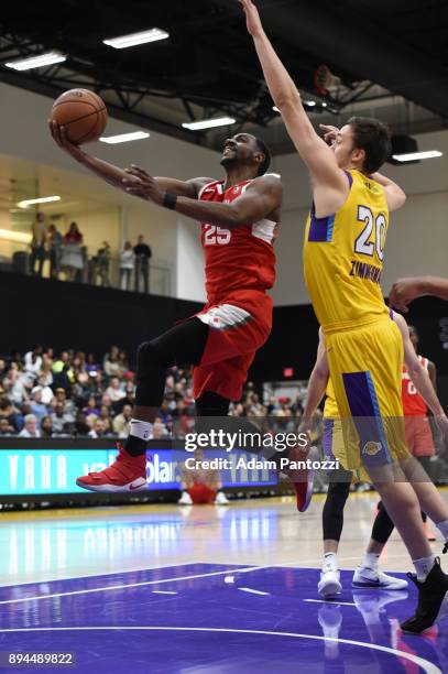 Marquis Teague of the Memphis Hustle shoots the ball against South Bay Lakers during an NBA G-League game on December 17, 2017 at UCLA Heath Training...