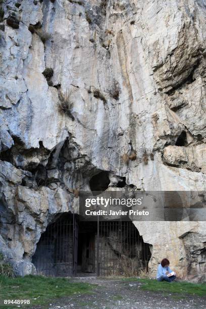 Valle de Silencio . El Bierzo. Leon. Entrance to the Cave of San Genadio. The valley, shaped by water and ice, is spectacular. It has rich vegetation...