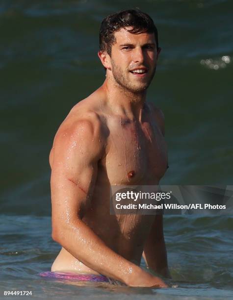 Marc Murphy of the Blues looks on during the Carlton Blues AFL pre-season training session at Mooloolaba Beach on December 17, 2017 on the Sunshine...