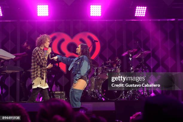 Demi Lovato and Cheat Codes perform at Y100's Jingle Ball 2017 at BB&T Center on December 17, 2017 in Sunrise, Florida.