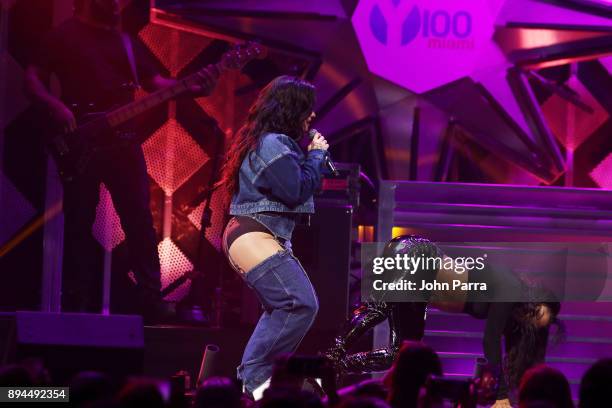 Demi Lovato performs at Y100's Jingle Ball 2017 at BB&T Center on December 17, 2017 in Sunrise, Florida.