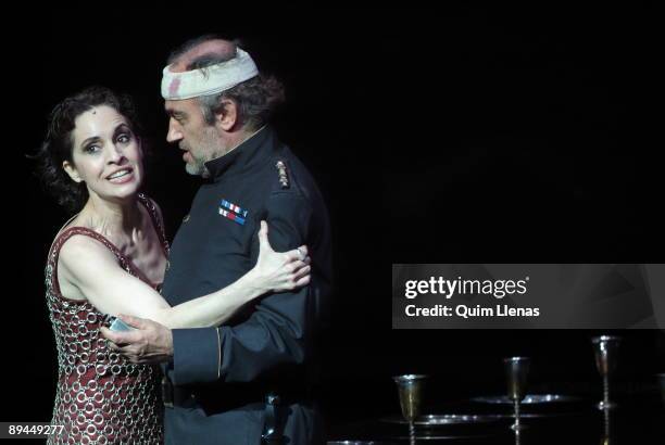 Matadero, Madrid, Spain. Dress rehearsal of the play 'MacbethLadyMacbeth', by William Shakespeare, directed by Carles Alfaro. In this new version of...