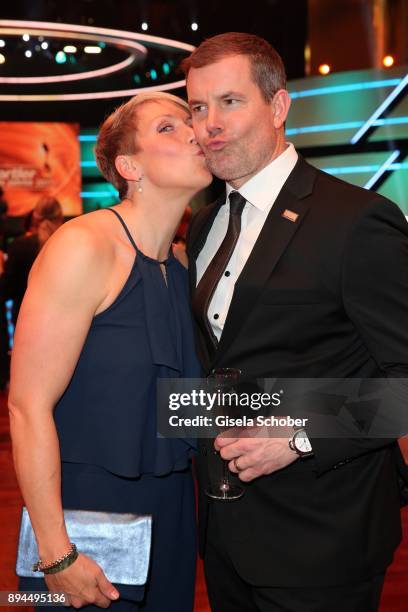 Christina Obergfoell and her husband Boris Obergfoell during the 'Sportler des Jahres 2017' Gala at Kurhaus Baden-Baden on December 17, 2017 in...