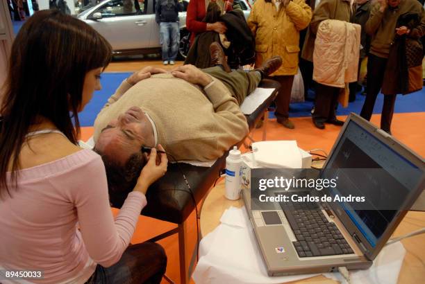 Medicine and health. Expo Health. IFEMA. Madrid. 2008. Ultrasound scan of human cranium.