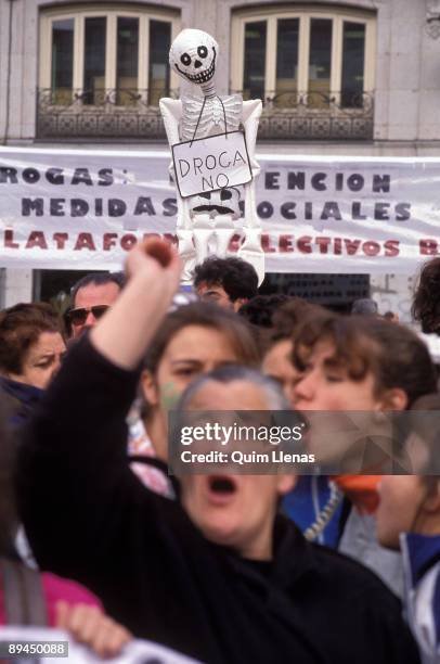 February 06, 1993. Madrid, Spain. Demonstration against drugs.