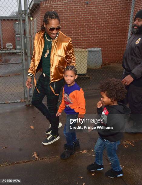 Rapper Future and His Sons, Prince Wilburn and future Zahir Wilburn at the 5th annual FreeWishes Winter Wishland at Bessie Branham Park on December...