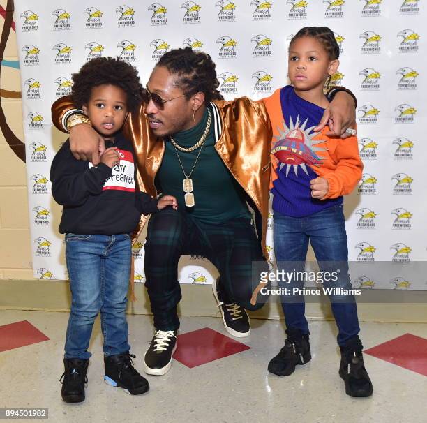 Rapper Future and His Sons, Prince Wilburn and future Zahir Wilburn at the 5th annual FreeWishes Winter Wishland at Bessie Branham Park on December...