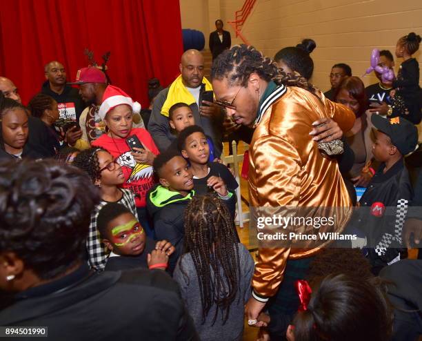 Rapper Future attends His 5th annual freeWishes Foundation Winter Wishland at Bessie Branham Park on December 17, 2017 in Atlanta, Georgia.