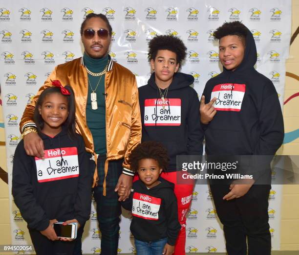 Future poses with His Children at His 5th annual FreeWishes Foundation Winter Wishland at Bessie Branham Park on December 17, 2017 in Atlanta,...