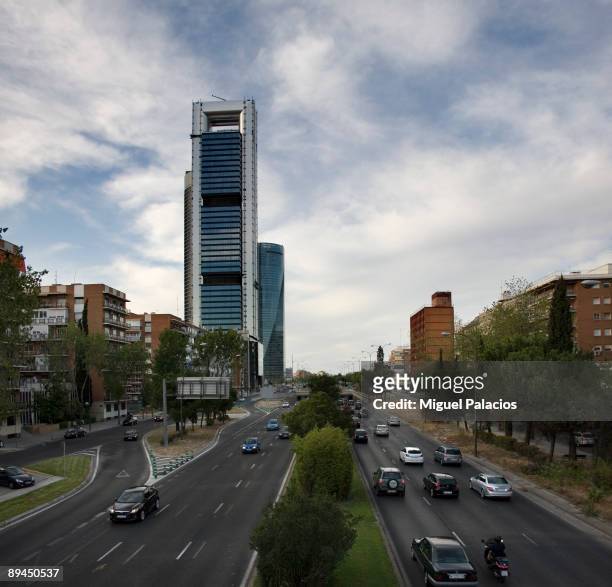Madrid. Spain.Cuatro Torres Business Area . Four Towers Business Area. Torre Caja Madrid, Torre Sacyr Vallehermoso,Torre Cristal y Torre Espacio...