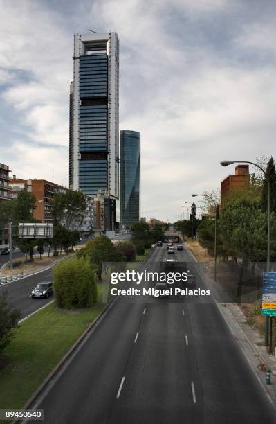 Madrid. Spain.Cuatro Torres Business Area . Four Towers Business Area. Torre Caja Madrid, Torre Sacyr Vallehermoso,Torre Cristal y Torre Espacio...