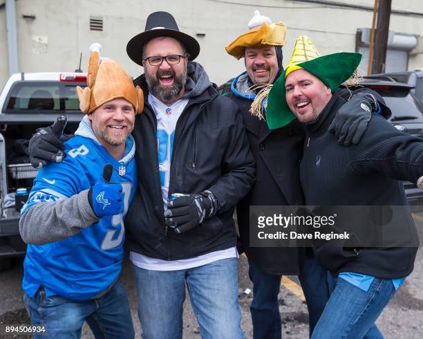 Detroit Lions have some tailgate fun before the Thanksgiving Day Game against Minnesota Vikings at Ford Field on November 23, 2016 in Detroit,...