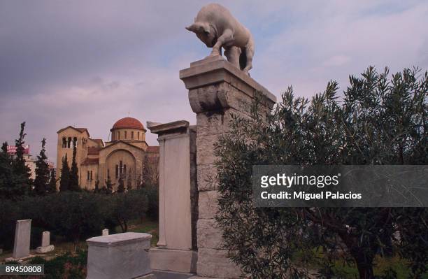 Greece. Athens. Bull sculpture.