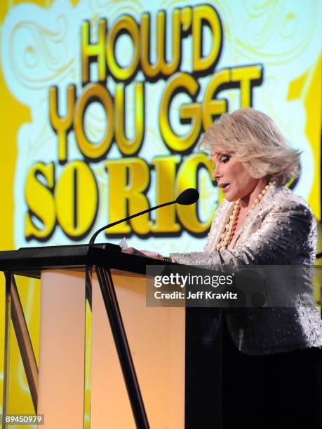 Joan Rivers of "How'd You Get So Rich?" speaks during the MTV Networks portion of the 2009 Summer Television Critics Association Press Tour at the...