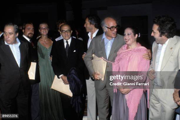 Madrid, Spain. The flamenco dancer Antonia Santiago 'La Chana' with the writer Jose Maria Gironella.